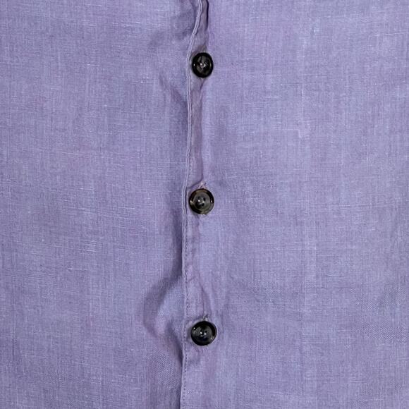CP Shades Short Sleeve Linen Button Down Top Purple Women Size M Organic Minimal - Picture 5 of 8
